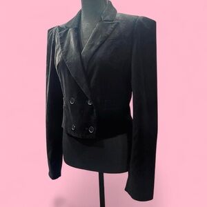 She Said Black Cotton Blend Velvet Blazer Size 6